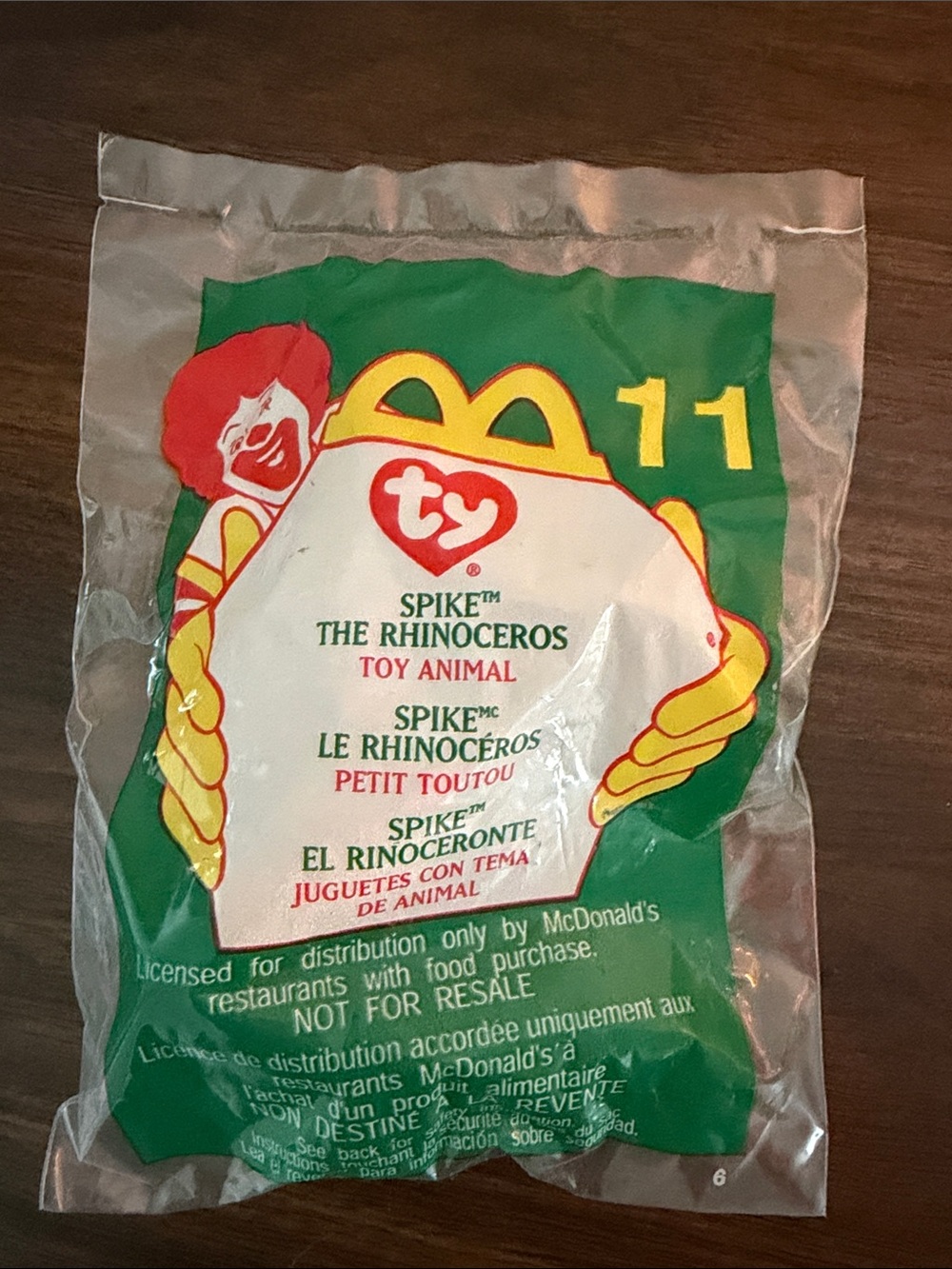 Vintage 2000 McDonald's Ty Spike‎ the Rhinoceros Plush #11 in package SEALED